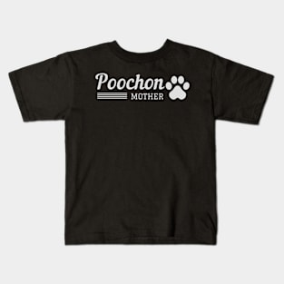 Poochon Mom college style design with paw print for proud mothers of poochon dogs Kids T-Shirt